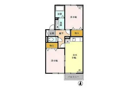 ヴィラ・モンターニュ(2DK/1階)の間取り写真