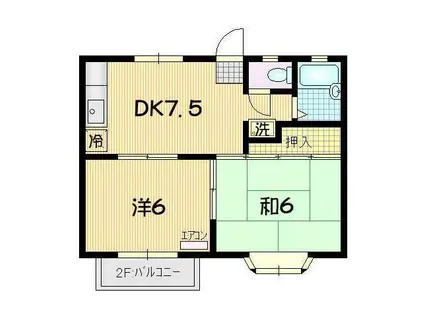 ラッキーハウス(2DK/1階)の間取り写真