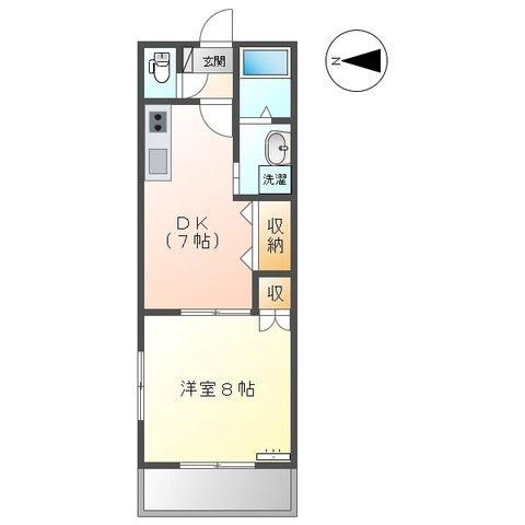 エクセレンス小森野(1DK/2階)の間取り写真