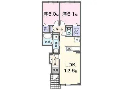 ビリーブグット VIII(2LDK/1階)の間取り写真