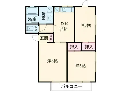 アドヴェル中川C(3DK/1階)の間取り写真