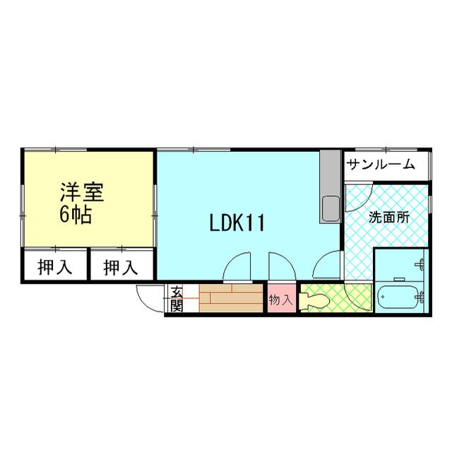 グランディアII(1LDK/2階)の間取り写真