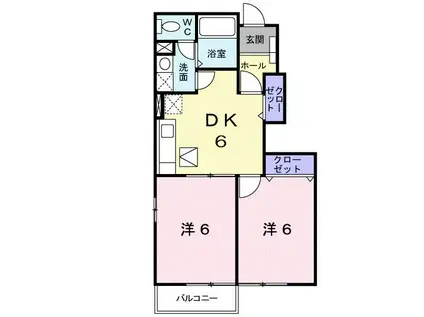 グリーン ゲイブルズ IV番館(2DK/1階)の間取り写真