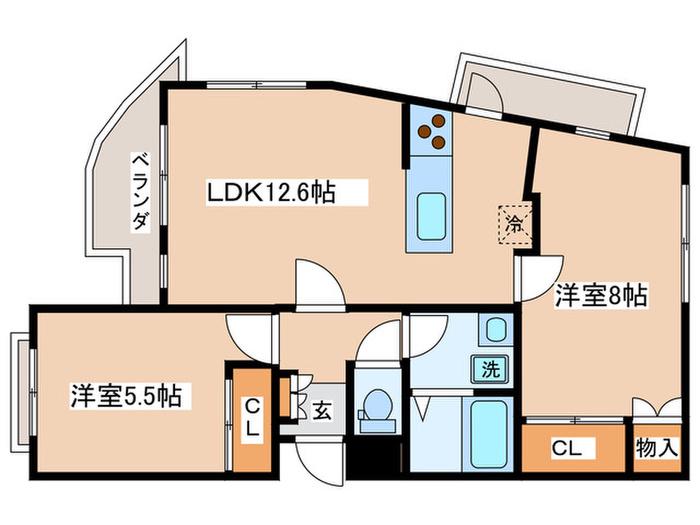 プリマヴェラ五月台(2LDK/2階)の間取り写真