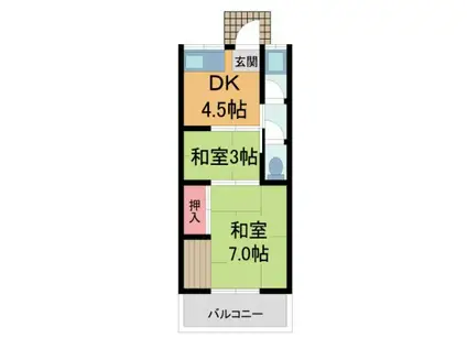 CASA DE 山本台(2DK/1階)の間取り写真