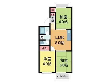 サンコートヨシナガA棟(3LDK/2階)の間取り写真