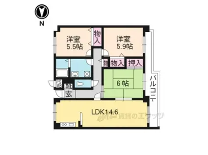 フレックス戸ノ内(3LDK/2階)の間取り写真