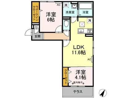 D-ROOMKOTOBUKI(2LDK/1階)の間取り写真
