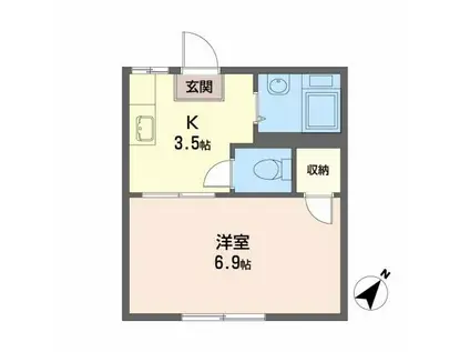 ラフォーレハイツ(1K/1階)の間取り写真