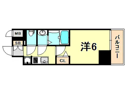 プレサンス神戸元町ベルシオン(1K/14階)の間取り写真