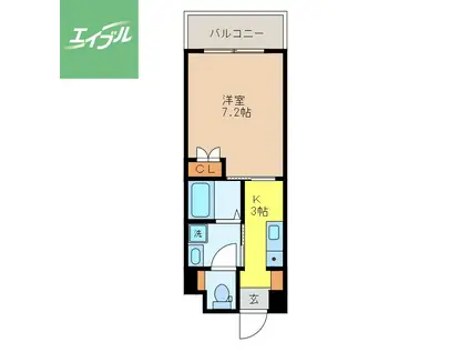 アミティ磨屋通(1K/7階)の間取り写真