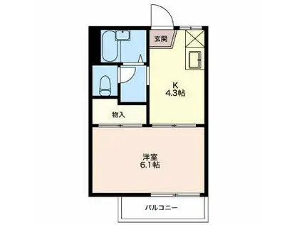 コートビレッジ(1K/2階)の間取り写真