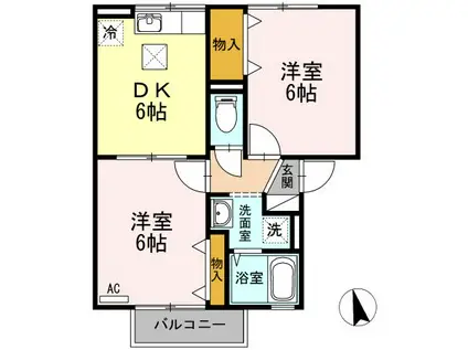 ガーデンズKII(2DK/1階)の間取り写真