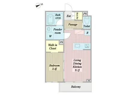 リアン雅(1LDK/2階)の間取り写真