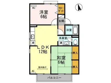ロイヤルコート円座B棟(2LDK/1階)の間取り写真