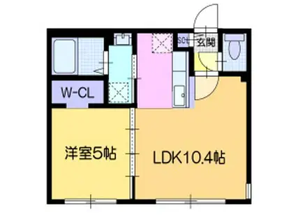 ヴォヤージュ菊水(1LDK/2階)の間取り写真