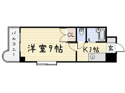 ウインズ浅香I・II(1K/6階)の間取り写真