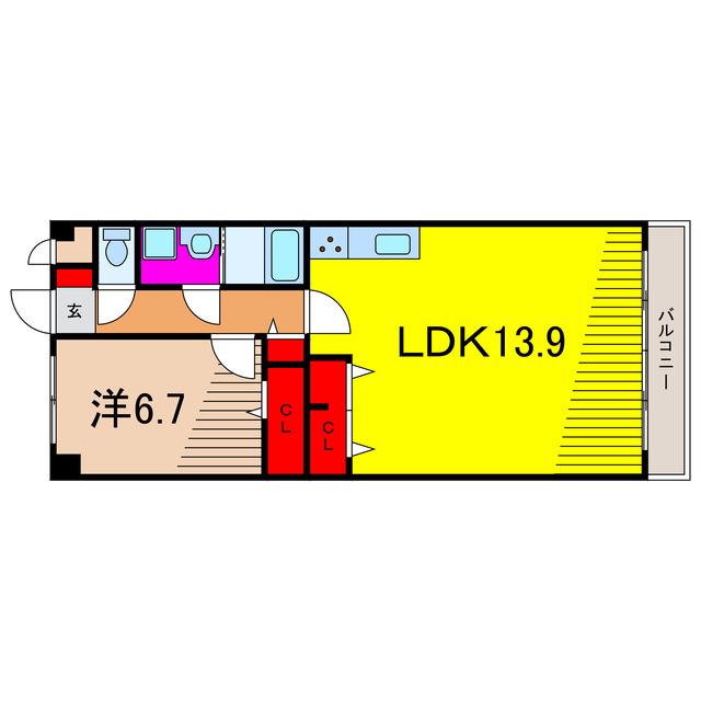 ハシェンダ東和(1LDK/2階)の間取り写真