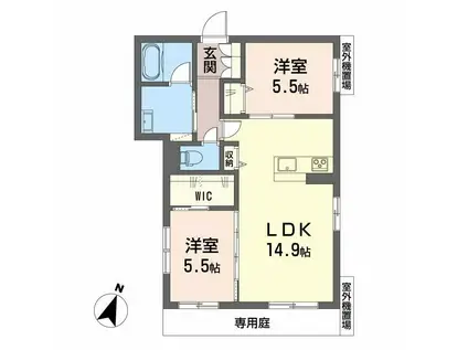 リバーサイド中万々(2LDK/1階)の間取り写真