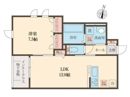 SOPHIA方南(1LDK/1階)の間取り写真