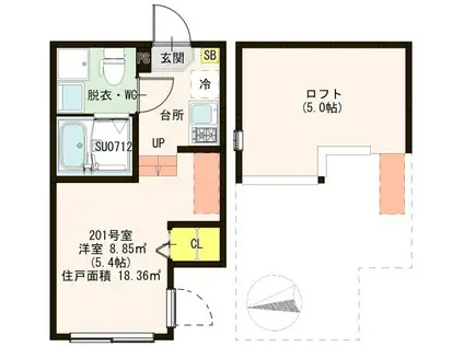 MISANGA(ワンルーム/2階)の間取り写真