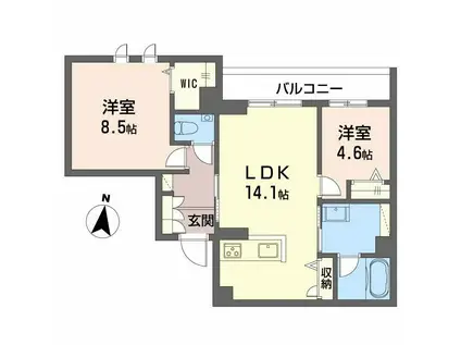 ゼーゲンハウス(2LDK/3階)の間取り写真
