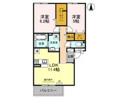 プロスペリテ(2LDK/1階)の間取り写真