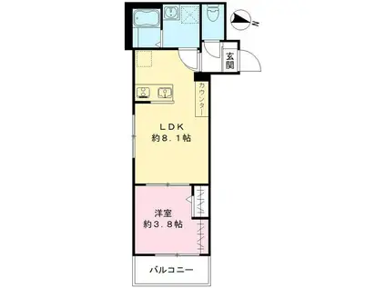 カサ デ ルーナ(1LDK/3階)の間取り写真