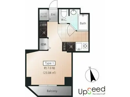 ミキビルタイプオー(ワンルーム/2階)の間取り写真