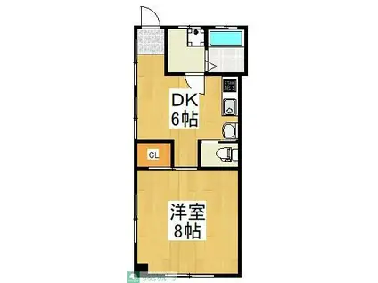 コーポあたごII(1DK/2階)の間取り写真