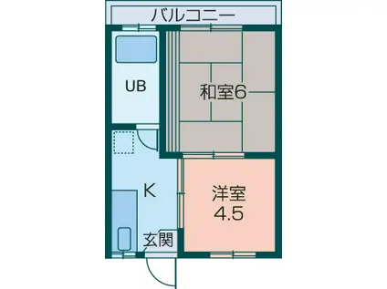 正和マンション(2K/1階)の間取り写真