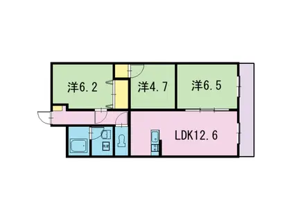 グランドゥール稲川(3LDK/1階)の間取り写真