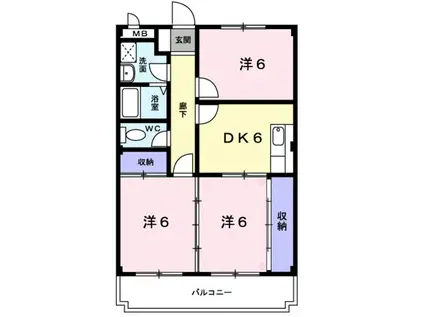 グレース吉田(3DK/3階)の間取り写真