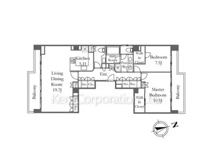 キングホームズ青山(2LDK/11階)の間取り写真