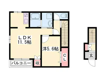 メゾン村川III(1LDK/2階)の間取り写真