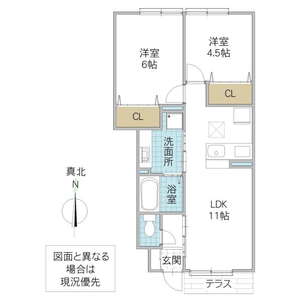 PREMIER COULEUR(2LDK/1階)の間取り写真