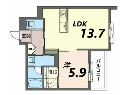 ル ソレイユ(1LDK/4階)の間取り写真