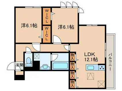 リヴェール京都桂(2LDK/1階)の間取り写真