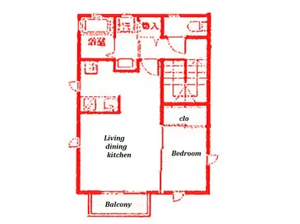 デザインメゾン岸谷(1LDK/2階)の間取り写真