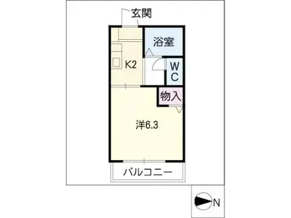 サンクレスト池場(1K/2階)の間取り写真
