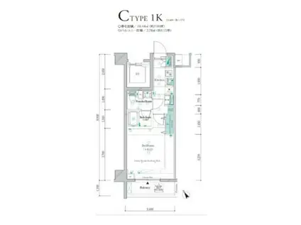 ガリシア四ツ木テラス(1K/1階)の間取り写真