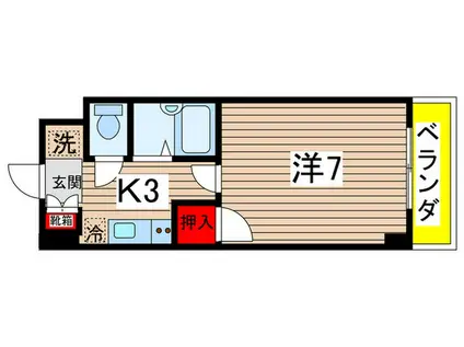 フルリール沖西(1K/3階)の間取り写真