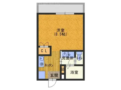 アヴェーレ金下II(1K/2階)の間取り写真