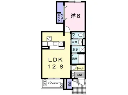ナックフクジュニュータウンB(1LDK/1階)の間取り写真