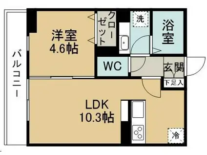クレール八軒小路(1LDK/3階)の間取り写真