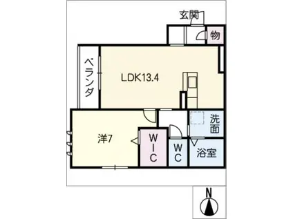 ル ボー ドゥ レタン(1LDK/2階)の間取り写真