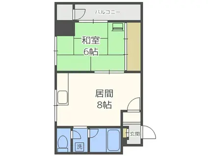 リベルティ大通(1LDK/6階)の間取り写真