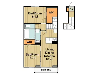 ラルブルボヌール(2LDK/2階)の間取り写真