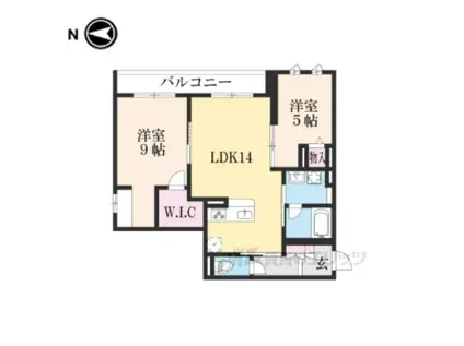 ENCORE京都二条(2LDK/2階)の間取り写真