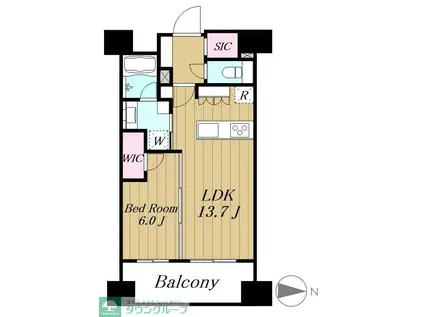 パークハウス千代田富士見(1LDK/12階)の間取り写真